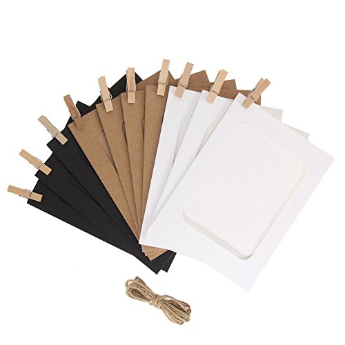 30-Piece Kraft Paper Photo Frame Set with Wooden Clips and Hanging String
