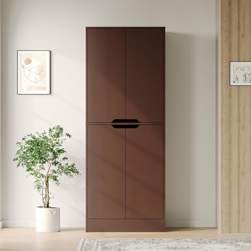 71-Inch Tall Kitchen Pantry Cabinet with Adjustable Shelves, Walnut