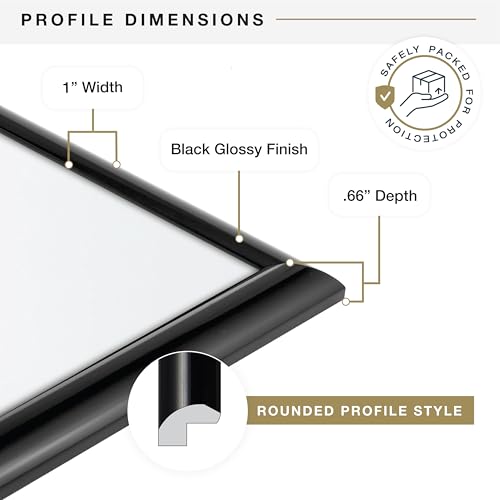 24x36 Poster Frame - Black High-Gloss Wall Picture & Art Print Frame