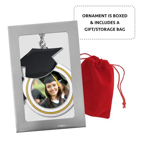 BANBERRY DESIGNS 2-Pack Graduation Photo Ornaments with Dated Charms, 3-Inch Personalized Keepsakes for 2026 & 2027 Graduation Gifts