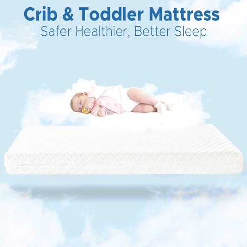 Dual-Sided Memory Foam Crib & Toddler Mattress - Washable Cover, 52" x 28" x 5"