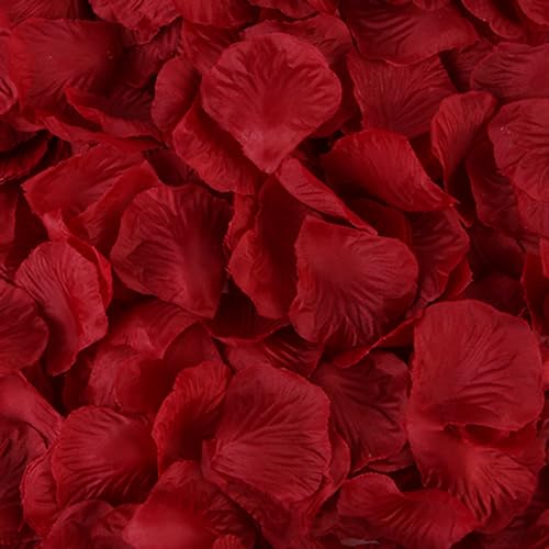 1000 Pcs Dark Red Silk Rose Petals for Romantic Wedding & Proposal Decor