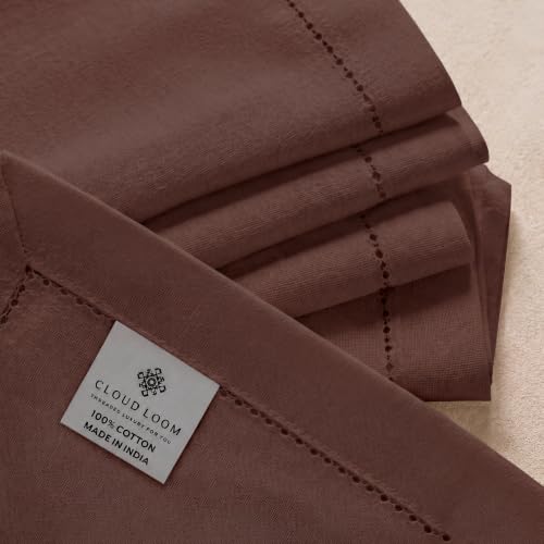 100% Cotton Hemstitch Cloth Napkins - Chocolate, 18x18 Inch, Set of 12