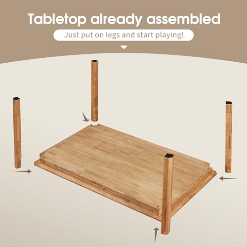 Solid Oak Board Game Table with Removable Top, Seats 4-6, 57x33 Play Area