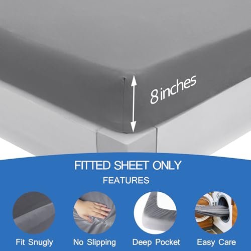 Sofa Bed Queen Fitted Sheet 60" x 74", Jersey Knit Stretchable Gray Cover
