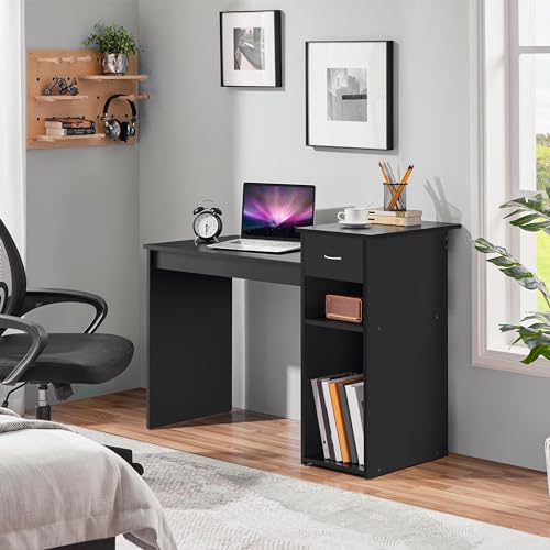 Computer Desk and Ergonomic Mesh Office Chair Set with Drawer and Storage