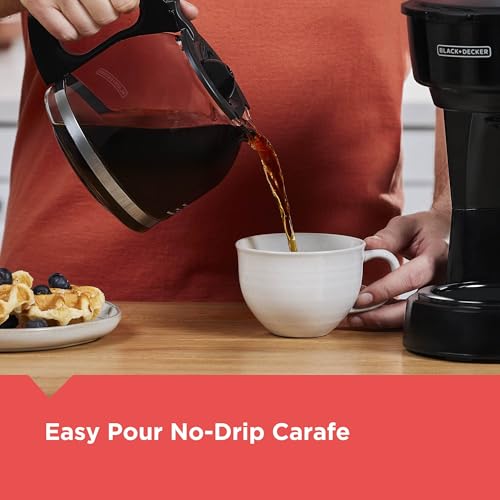 12-Cup Drip Coffee Maker with Non-Drip Carafe & Removable Filter, Black
