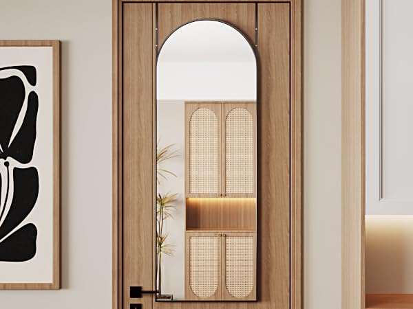 Protylctaster Over The Door Mirror Full Length Mirrors Door Hanging,19"x51"Door Mirror Full Length,Mirrors Wall Mounted(Black)