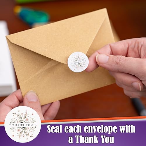 Floral Thank You Cards Bulk 52-Pack with Envelopes and Stickers, 3.5x5