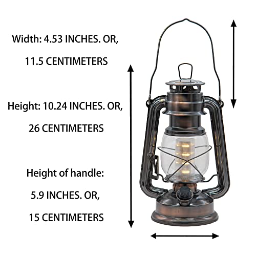 Vintage LED Lantern - Battery Operated Metal Hanging Light