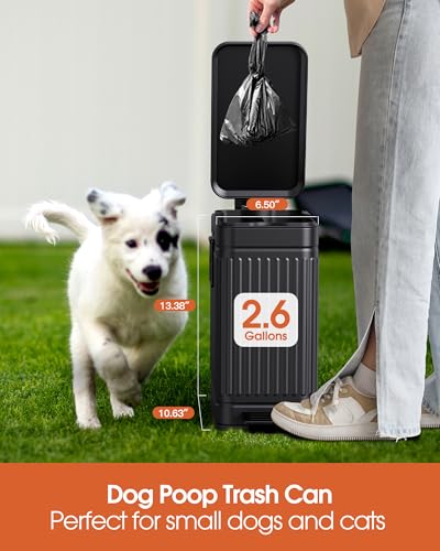 Small Stainless Steel Trash Can with Lid and Pedal - 10L/2.6 Gal Black