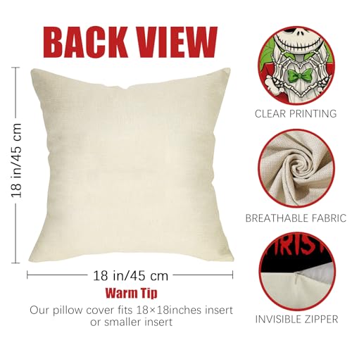 Fahrendom 18x18 Holiday Christmas Throw Pillow Covers Set of 4 Black Green Winter Decor