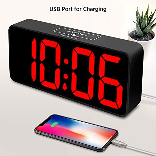 Large Digital Alarm Clock with 9-Inch Jumbo LED Display & USB Charger