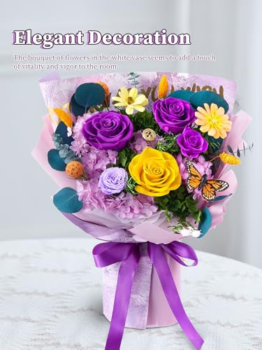 Preserved Real Rose Bouquet in Gift Box - Long-Lasting Floral Arrangement