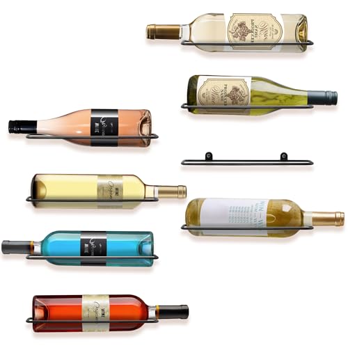 8-Bottle Wall Mounted Wine Rack - Metal Wine Bottle Storage Organizer