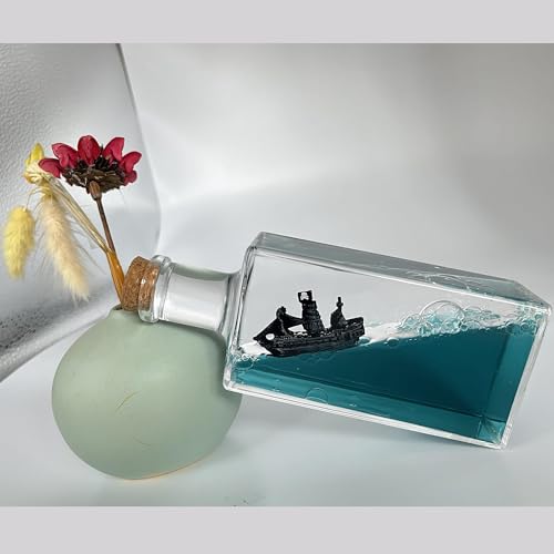 Unsinkable Pirate Ship Drift Bottle Desk Ornament Fluid Liquid Decor