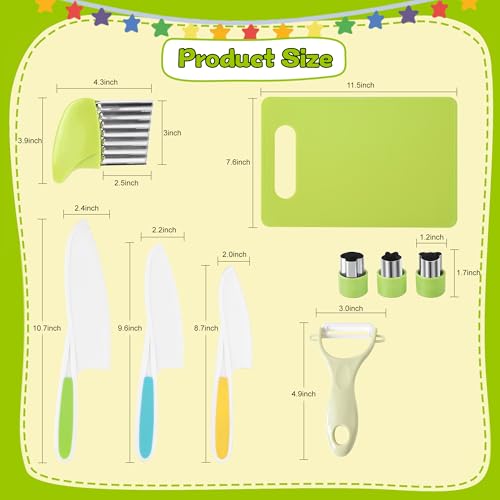 9-Piece Kids Kitchen Knife Set for Real Cooking and Baking