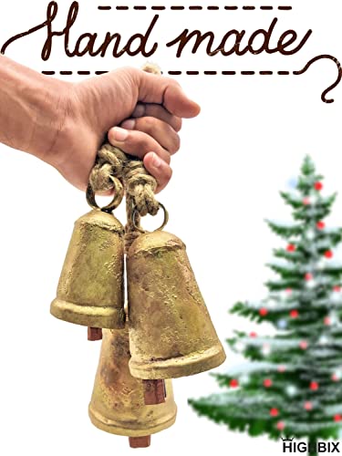 HIGHBIX Set of 3 Giant Harmony Cow Bells Large – Rustic Vintage Wall Hanging Bells