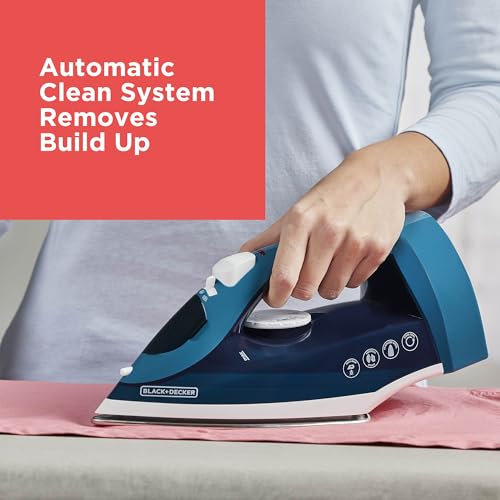 BLACK+DECKER Steam Iron for Clothes with Retractable Cord and Stainless Steel Soleplate