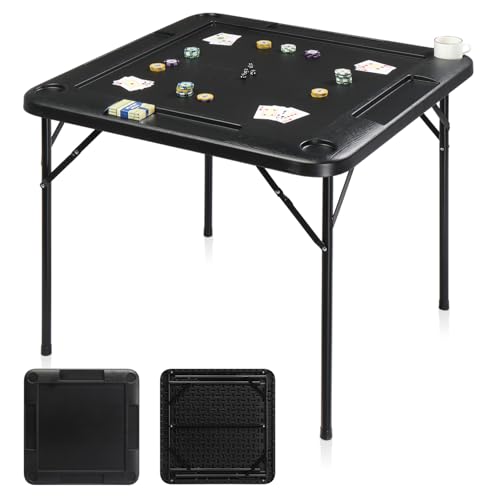 35-Inch Folding Mahjong Table with Cup Holders and Chip Trays