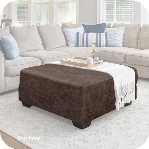 Stretch Ottoman Cover for Rectangular Foot Stool - Brown, Washable