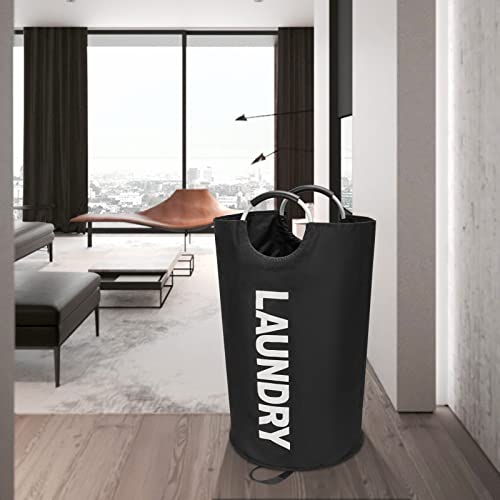Maxsilan 90L Large Collapsible Tall Laundry Basket Hamper, Black