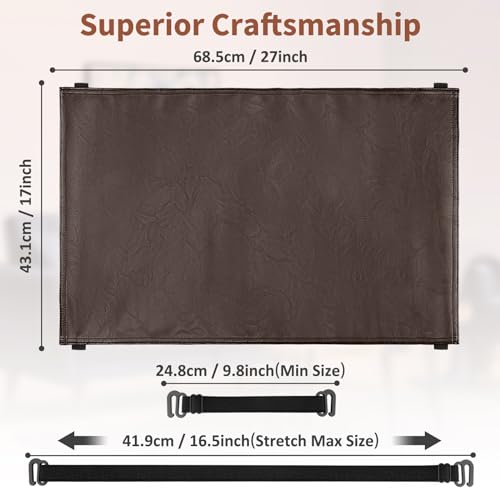 Recliner Headrest Protector - Faux Leather Cover with Elastic Straps, 17 x 27 in, Dark Brown