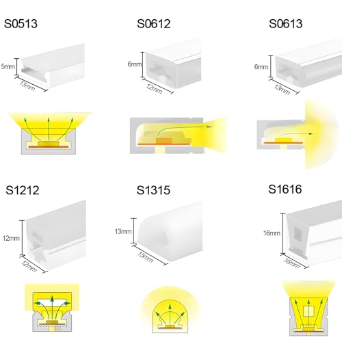 16.4ft Flexible Silicone LED Channel for 10mm Strip Lights, IP67 Waterproof