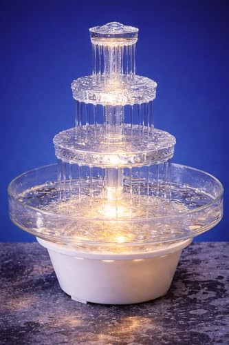12.5" Lighted 3-Tier Wedding Cake Water Fountain Centerpiece - 10" Wide