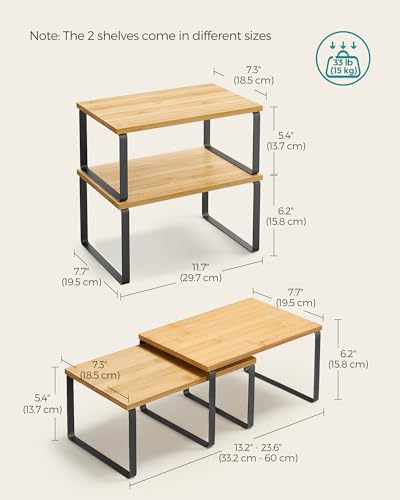 Stackable Kitchen Cabinet Shelf Risers - Set of 2 Countertop Spice Racks