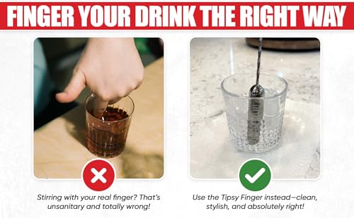 Stainless Steel Life-Size Finger Cocktail Stirrer - Funny Bar Tool, 36cm