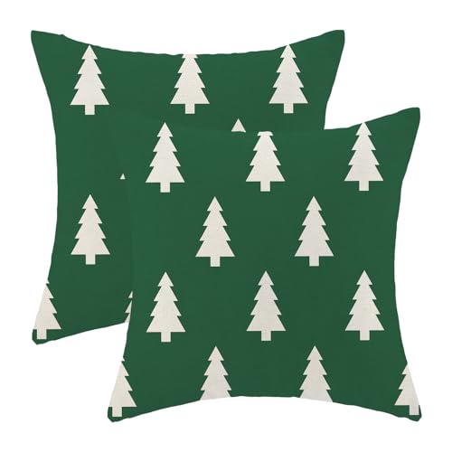 BETGINY Sage Green Christmas 18x18 Inch Pillow Covers Pack of 2 Decorative Linen Holiday Cushion Cases