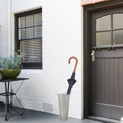 Black Rustic Metal Umbrella Stand Holder - Freestanding Floor Vase for Canes & Sticks
