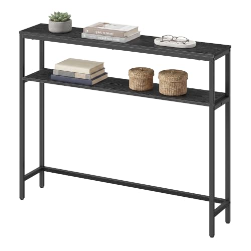 2-Tier Narrow Console Table, Modern Sofa Table with Storage Shelves