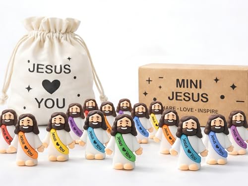 105 Pcs Mini Jesus Figurines with Pouch - Multicolor Christian Party Favors