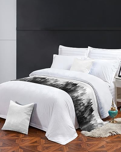 Black Forest Abstract Landscape Bed Runner for Queen Size Bed, 83x20