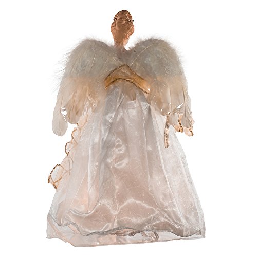 16-Inch Ivory and Gold Angel Treetop with Lights - Christmas Tree Topper