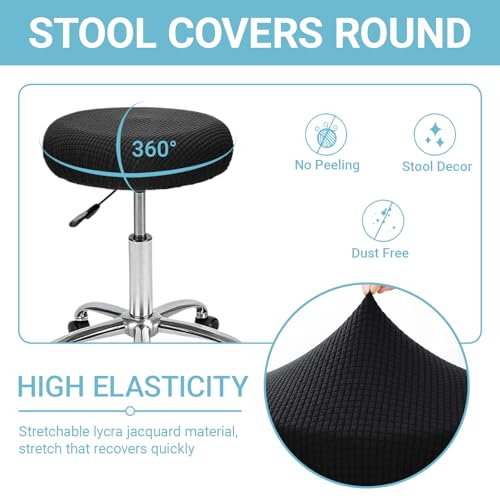 Round Bar Stool Covers - 2 Pack, Elastic Polyester, 11-14 Inch