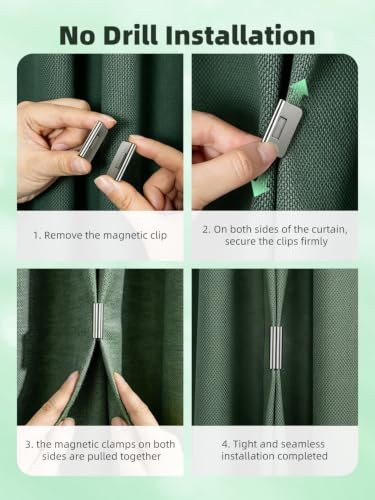 8-Pair Magnetic Curtain Clips - Damage-Free Curtain Closure for Blackout