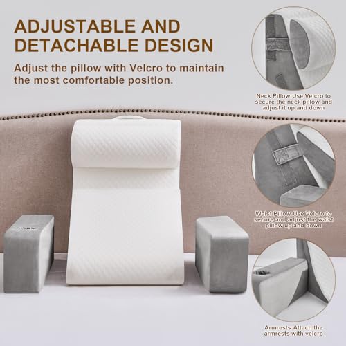 Reading Pillow with Arms and Cup Holder for Back Support