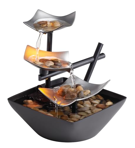Tabletop Water Fountain - 3-Tier Indoor Relaxation Waterfall with River Rocks