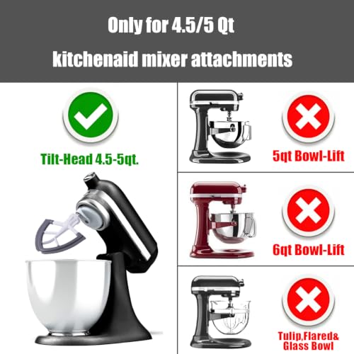Flex Edge Beater for 4.5-5 Quart Tilt-Head Stand Mixers with Silicone Scraper