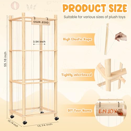 Extra Large Stuffed Animal Zoo Storage Organizer with Wheels - Plush Toy Cage