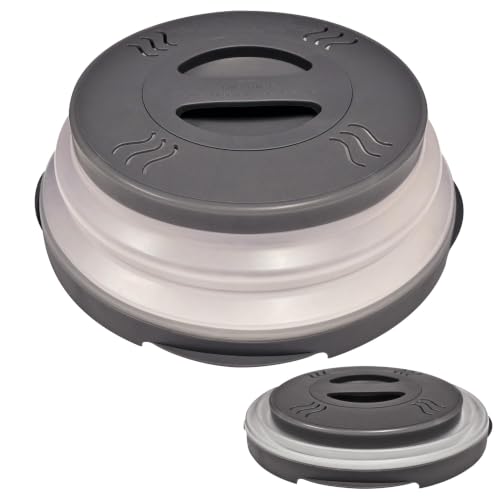 HOVER COVER Magnetic 12-Inch Collapsible Microwave Food Cover - Gray, Full Size