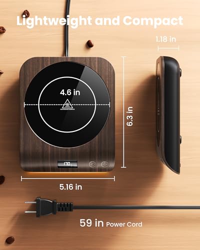 Gaiatop Wood Coffee Mug Warmer, 50W Fast Heating Plate with Adjustable Temp