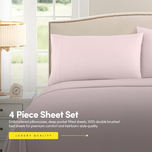 Sweet Home Collection Twin XL Sheet Set - Pale Pink 3 Piece Deep Pocket