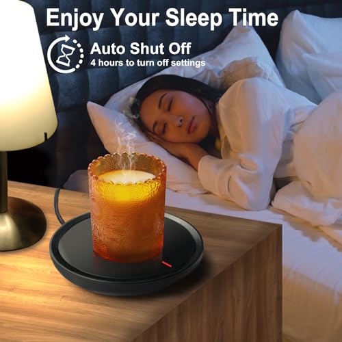 Heness Classic Black Candle & Coffee Warmer with Auto Shut Off - Desk Accessory