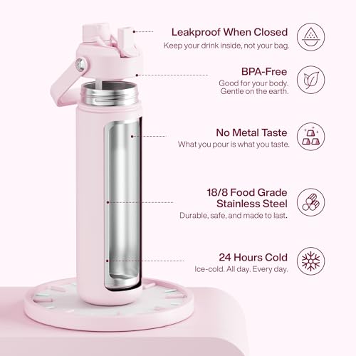 Insulated Stainless Steel Water Bottle with Straw Lid, 26 oz