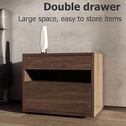 Wooden Nightstand with 2 Drawers - Minimalist Bedside Table for Bedroom & Living Room