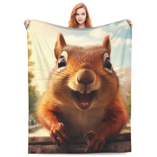 Turamurra Squirrel Throw Blanket 80x60 Ultra Soft Flannel All-Season Cozy Decor